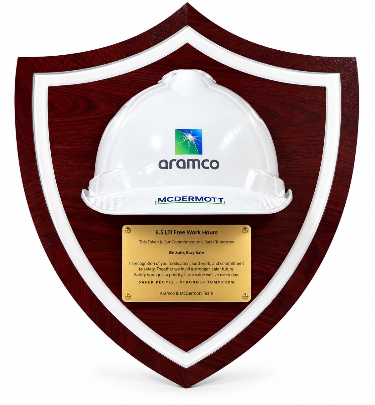 Custom Safety Achievement Shield Plaque with Hard Hat