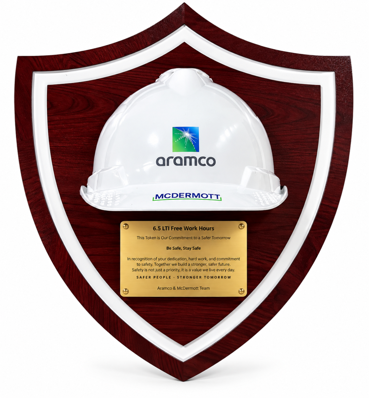 Custom Safety Achievement Shield Plaque with Hard Hat